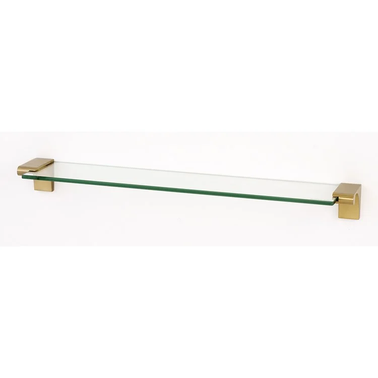 Shelf Luna with Brackets Satin Brass 18 Inch Brass/Glass