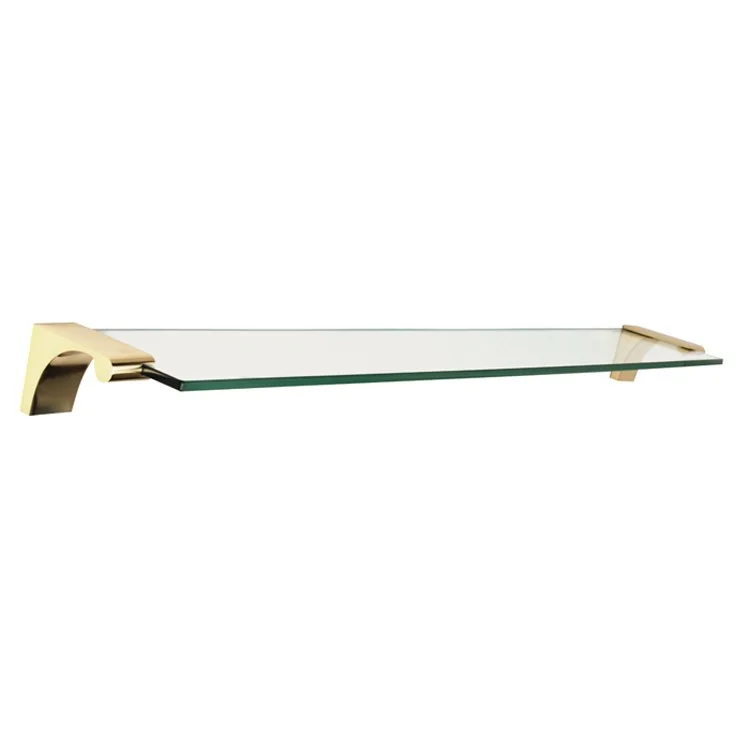 Shelf Luna with Brackets Polished Brass 24 Inch Brass/Glass