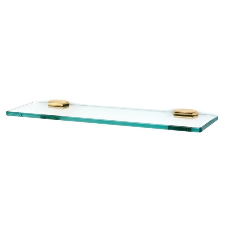 Shelf Nicole Bath with Brackets Unlacquered Brass 18 Inch Brass/Glass