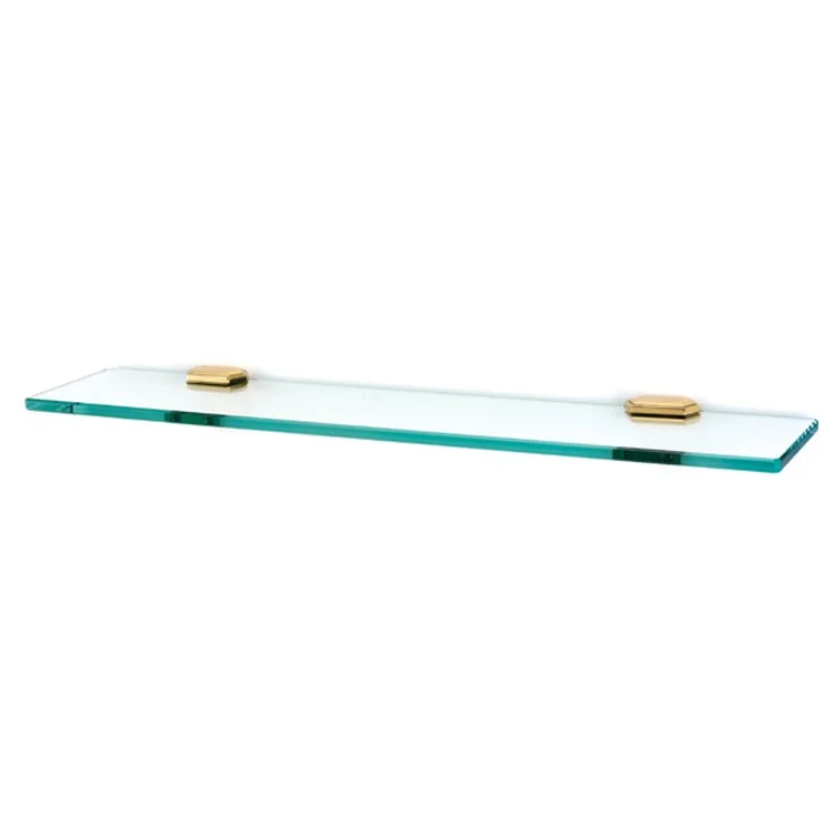 Shelf Nicole Bath with Brackets Unlacquered Brass 24 Inch Brass/Glass