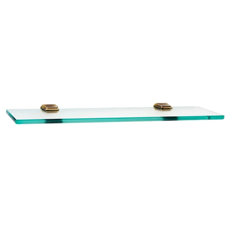 Shelf Geometric Bath with Brackets Polished Antique 18 Inch Brass/Glass