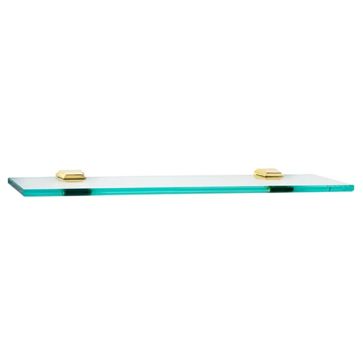 Shelf Geometric Bath with Brackets Polished Brass 18 Inch Brass/Glass