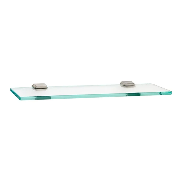 Shelf Geometric Bath with Brackets Satin Nickel 18 Inch Brass/Glass