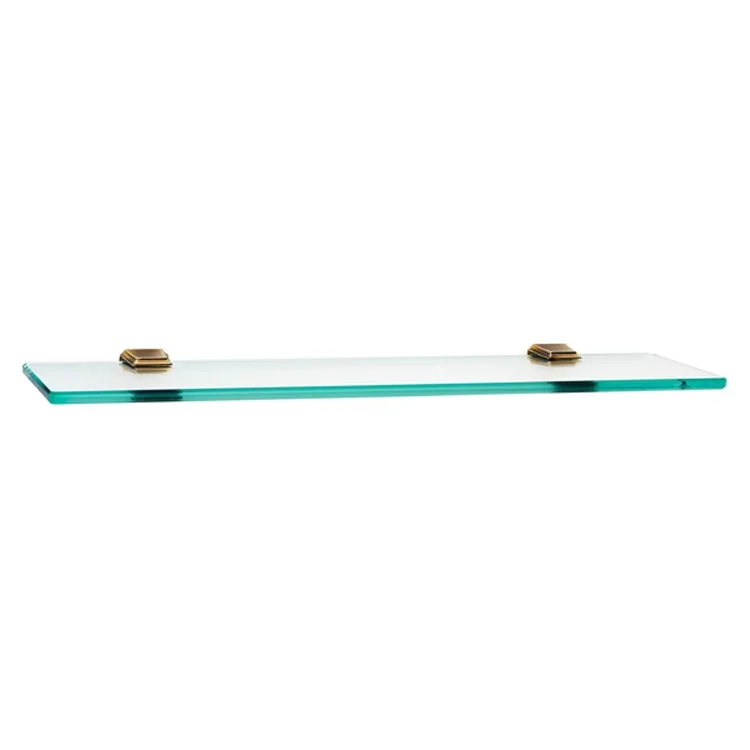 Shelf Geometric Bath with Brackets Polished Antique 24 Inch Brass/Glass