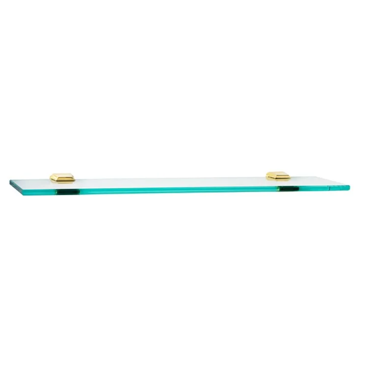 Shelf Geometric Bath with Brackets Unlacquered Brass 24 Inch Brass/Glass