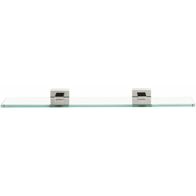 Shelf Contemporary II Bath with Brackets Unlacquered Brass 18 Inch Brass/Glass 5 Inch