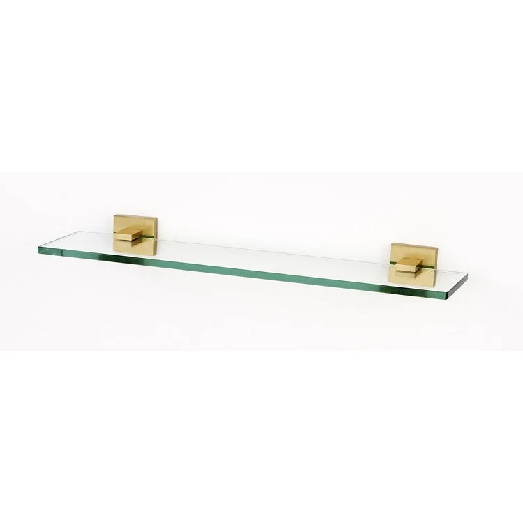 Shelf Contemporary II Bath with Brackets Satin Brass 18 Inch Brass/Glass 5 Inch