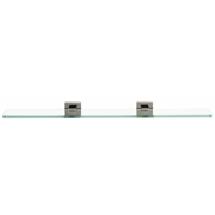 Shelf Contemporary II Bath with Brackets Polished Nickel 24 Inch Brass/Glass 5 Inch