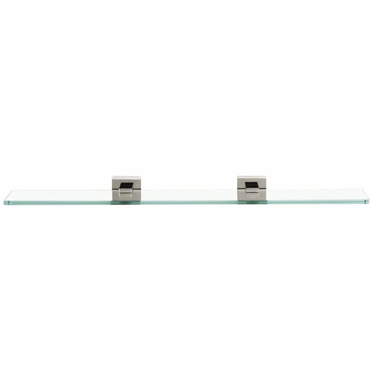 Shelf Contemporary II Bath with Brackets Satin Nickel 24 Inch Brass/Glass 5 Inch