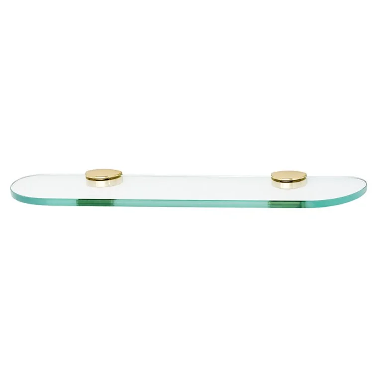 Shelf Euro Bath with Brackets Unlacquered Brass 18 Inch Brass/Glass