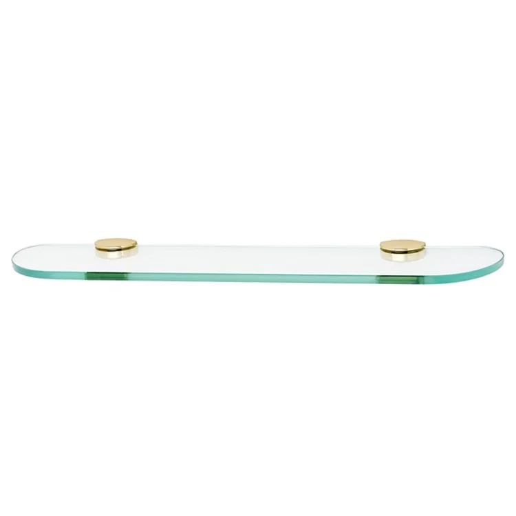 Shelf Euro Bath with Brackets Unlacquered Brass 24 Inch Brass/Glass