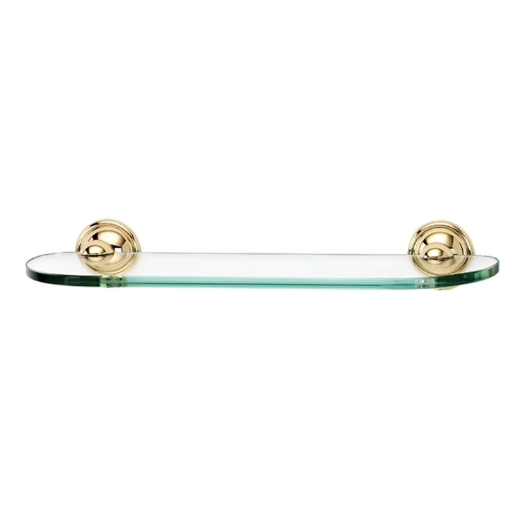 Shelf Yale Bath with Brackets Polished Brass 18 Inch Brass/Glass