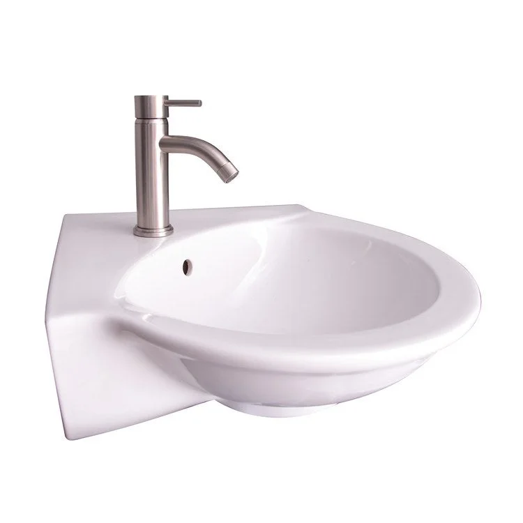 Lavatory Sink Corner Wall Hung 23-1/2 Inch White