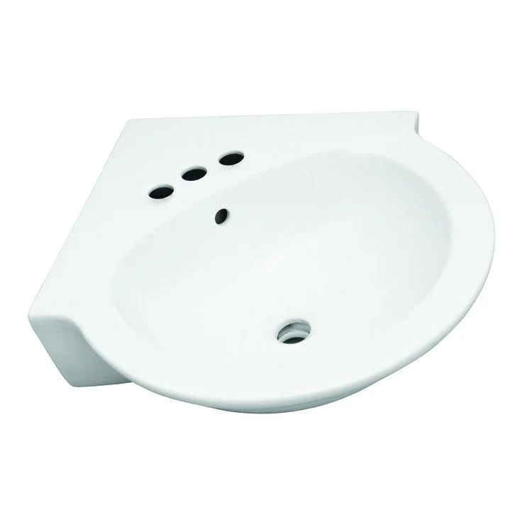 Lavatory Sink Corner Wall Hung 23-1/2 Inch 4 Inch Spread White