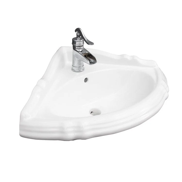 Lavatory Sink Ethan Corner Wall Hung with Overflow 26-1/2 Inch White