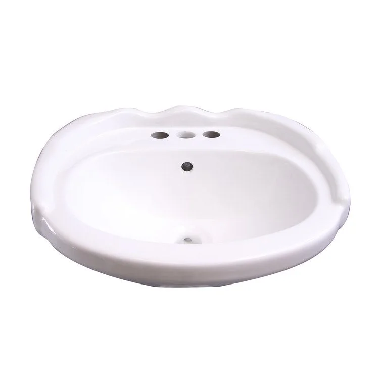 Lavatory Sink Silvi Wall Hung with Overflow 20 Inch 4 Inch Spread Oval White