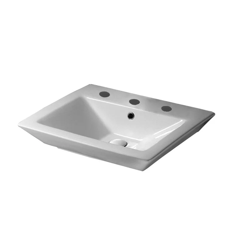 Lavatory Sink Opulence Above Counter His 23 Inch 8 Inch Spread Rectangle White