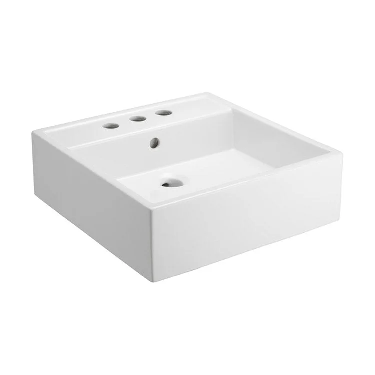 Lavatory Sink Nova Above Counter 18-1/8 Inch 4 Inch Spread Square White