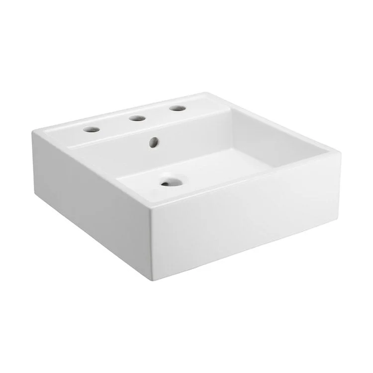 Lavatory Sink Nova Above Counter 18-1/8 Inch 8 Inch Spread Square White