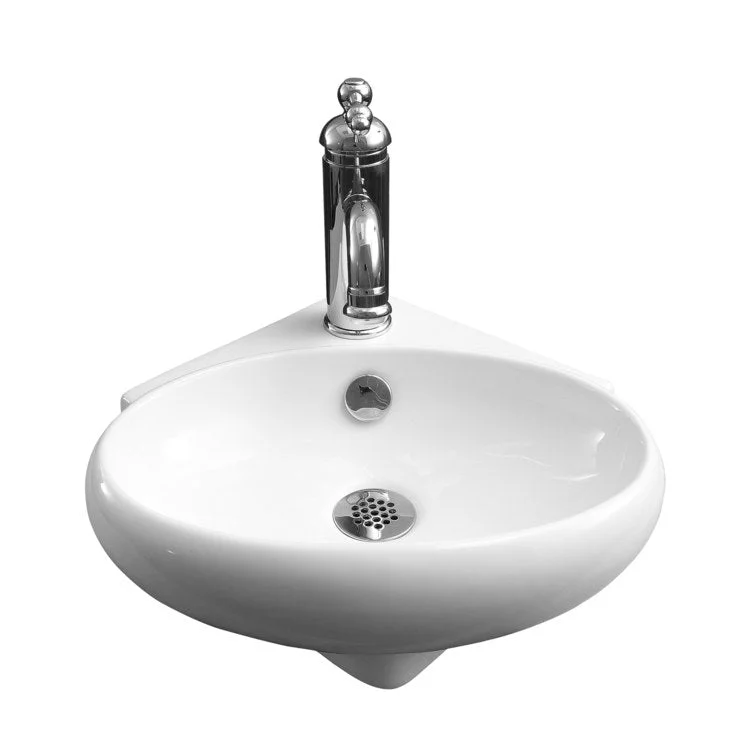 Lavatory Sink Fowler Corner Wall Hung 14 Inch Oval White