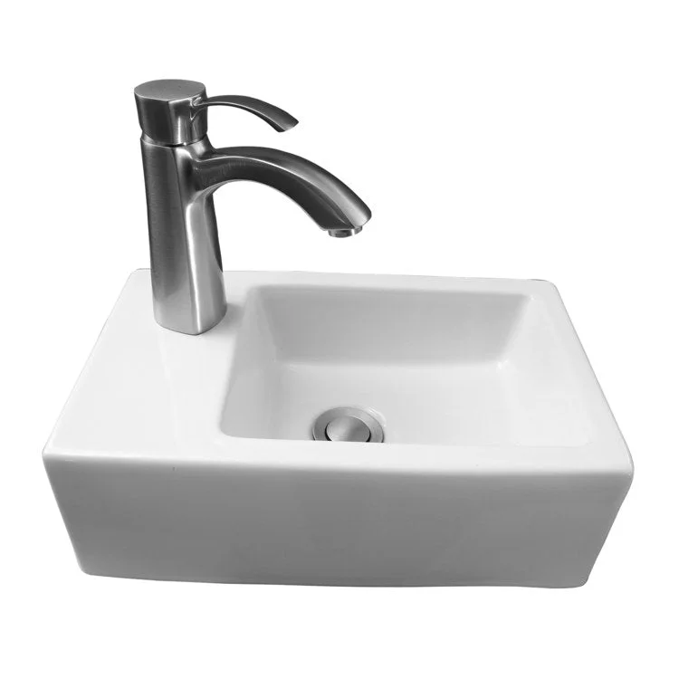 Lavatory Sink Avilla Wall Hung Right 15 Inch Rectangle White