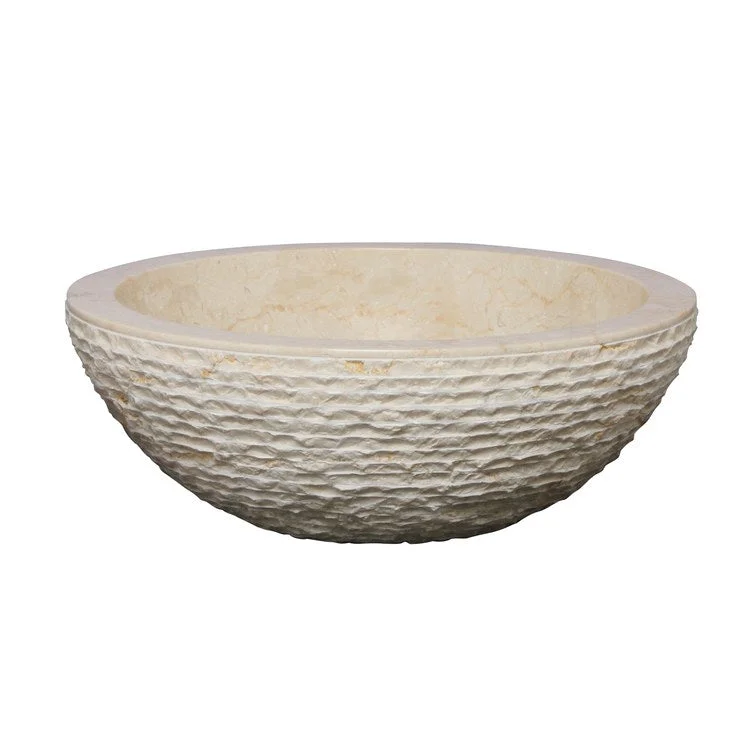 Vessel Pele Chiseled 15-3/4 Inch Beige Marble