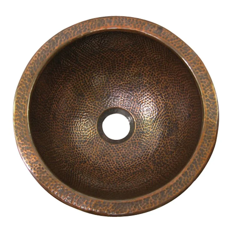 Lavatory Sink Addie 12 Inch Round Hammered Antique Copper