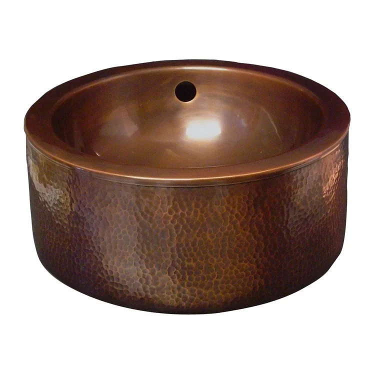 Vessel Colbran Above Counter Double Walled 12-3/8 Inch Hammered Antique Copper Metal