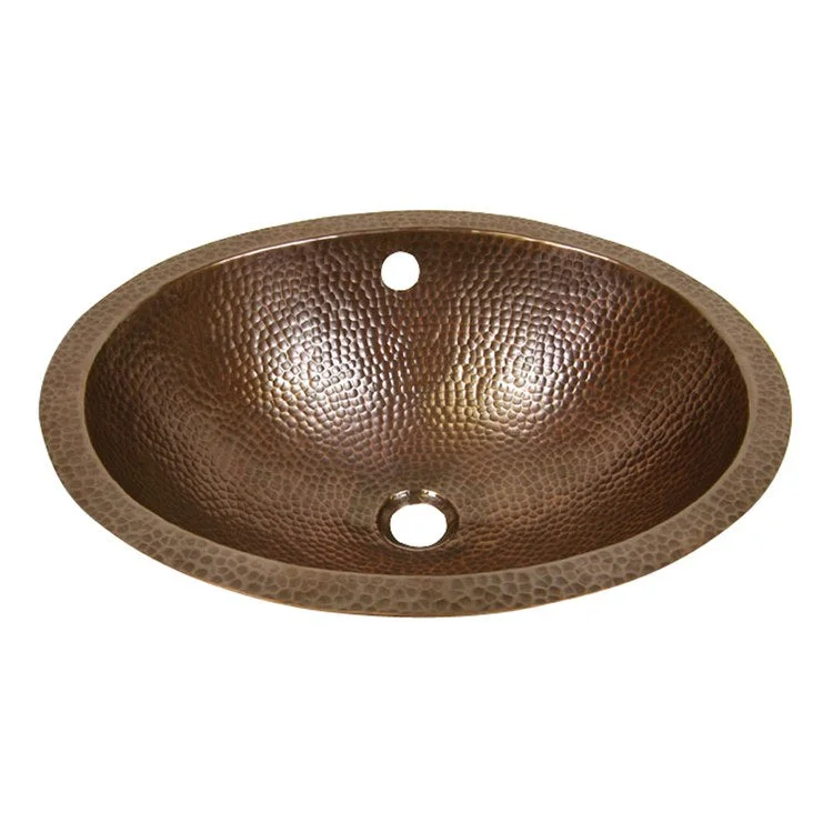 Lavatory Sink Florian Oval 19 Inch Oval Hammered Antique Copper