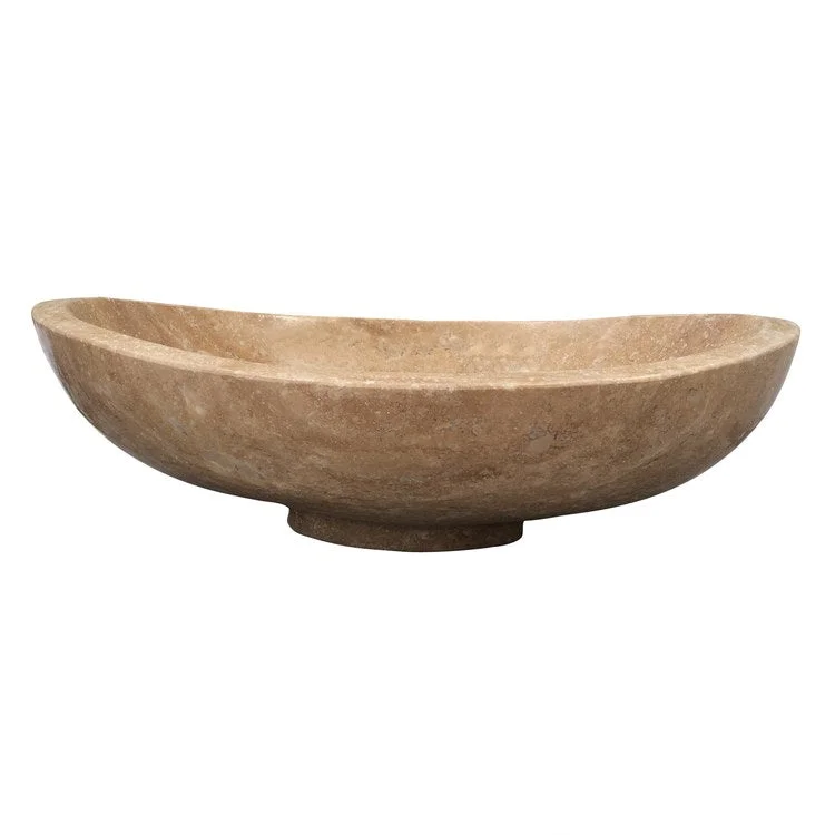 Vessel Loomis Curved/Oval Travertine 19-1/2 Inch Beige Granite