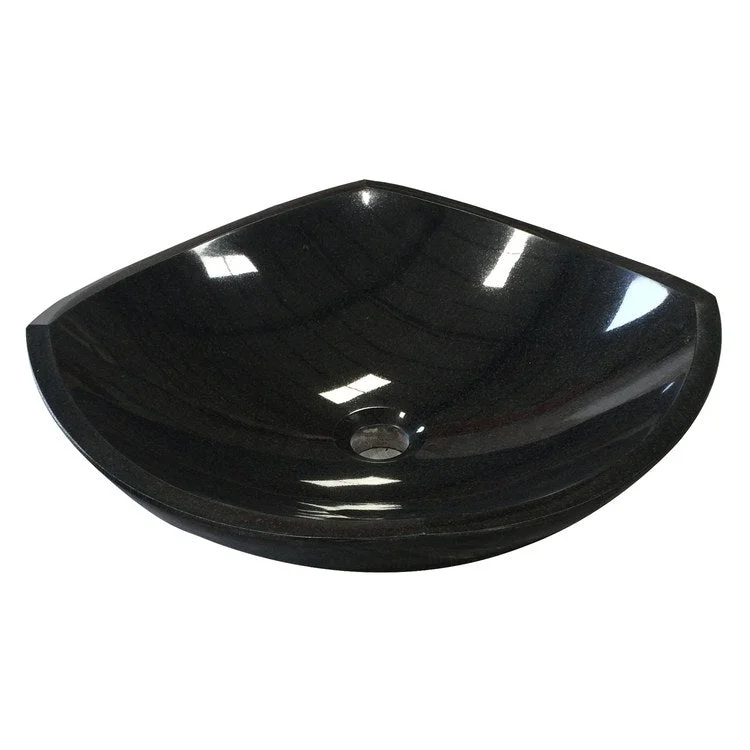 Vessel Morse Curved Square 16-1/8 Inch Polished Black Granite