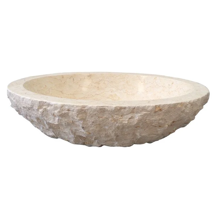 Vessel Bonette Oval Chiseled 18 Inch Cream Marble