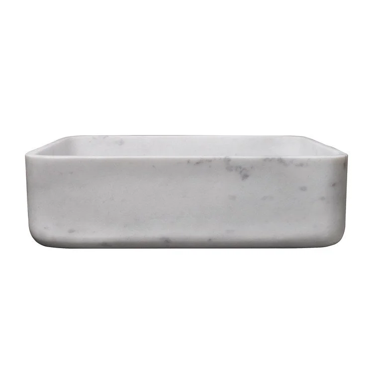 Vessel Maxton Rectangle Honed 18 Inch White Marble