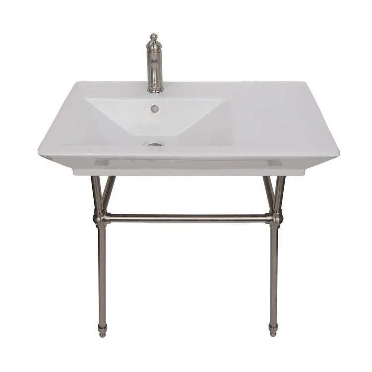 Console Sink Opulence His 31-1/2 Inch Rectangle White/Brushed Nickel 1 Hole