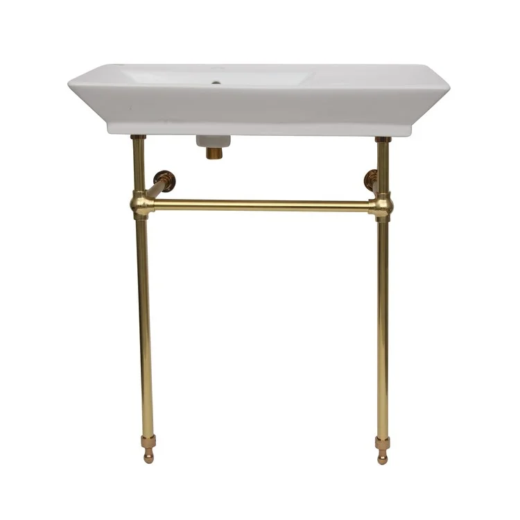 Console Sink Opulence His 31-1/2 Inch Rectangle White/Polished Brass 1 Hole