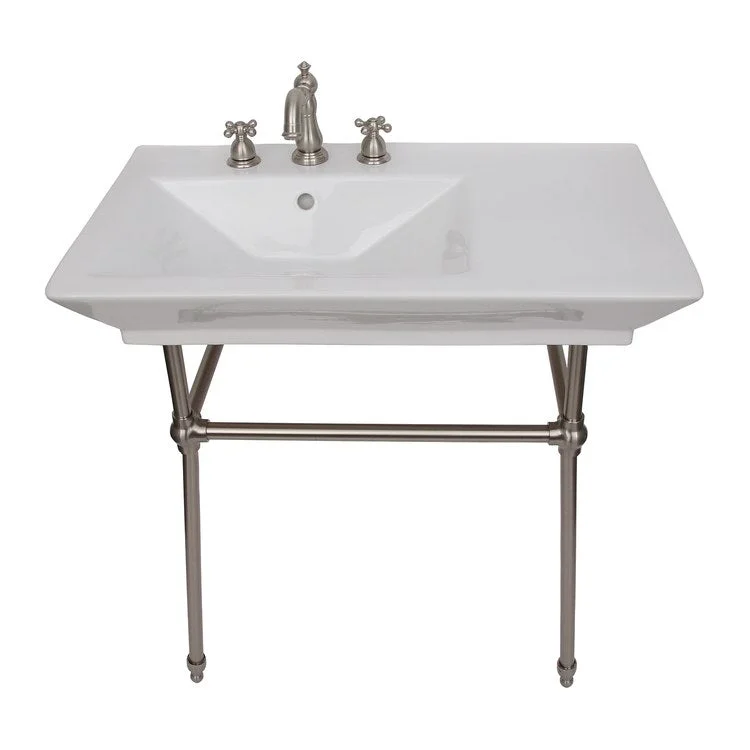 Console Sink Opulence His 31-1/2 Inch 8 Inch Spread Rectangle White/Brushed Nickel