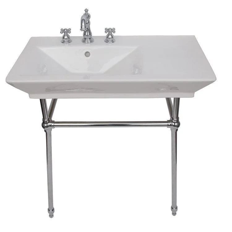 Console Sink Opulence His 31-1/2 Inch 8 Inch Spread Rectangle White/Polished Chrome