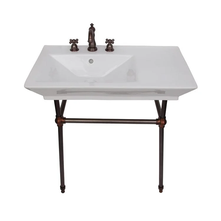 Console Sink Opulence His 31-1/2 Inch 8 Inch Spread Rectangle White/Oil Rubbed Bronze