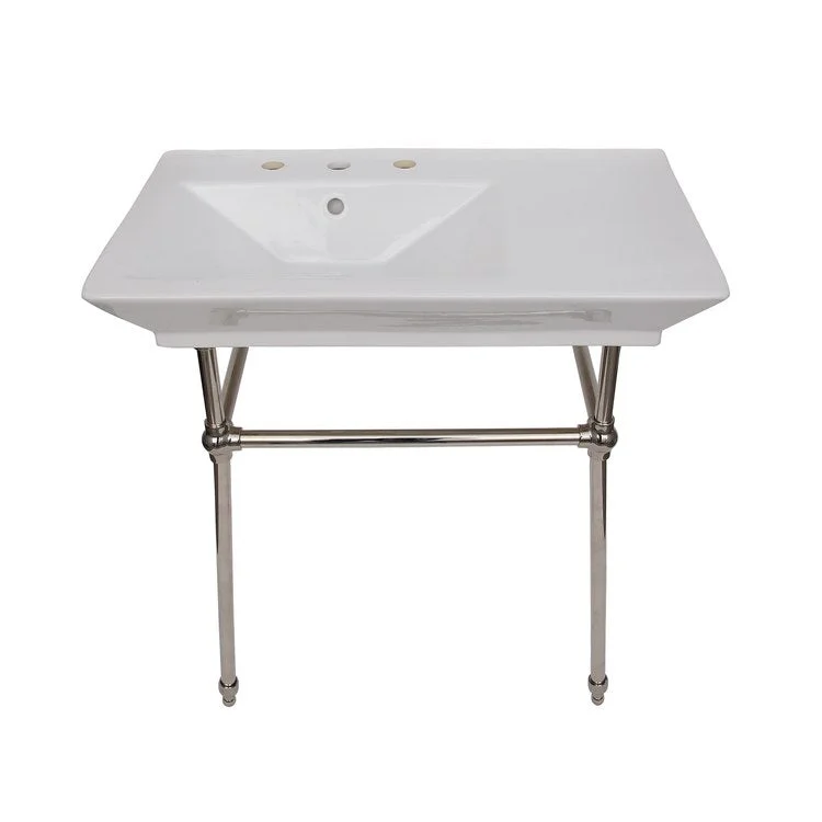 Console Sink Opulence His 31-1/2 Inch 8 Inch Spread Rectangle White/Polished Nickel