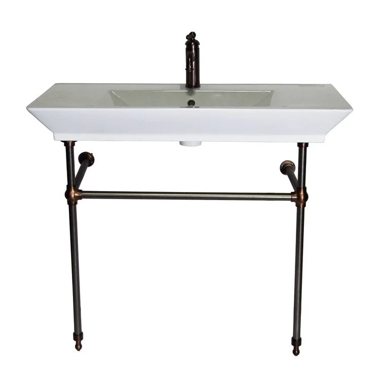 Console Sink Opulence His 39-1/2 Inch Rectangle White/Oil Rubbed Bronze 1 Hole