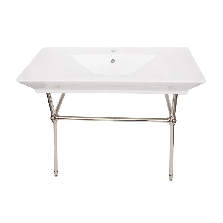 Console Sink Opulence His 39-1/2 Inch Rectangle White/Polished Nickel 1 Hole