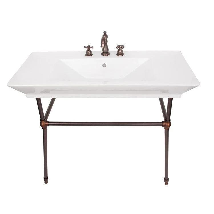 Console Sink Opulence His 39-1/2 Inch 8 Inch Spread Rectangle White/Oil Rubbed Bronze