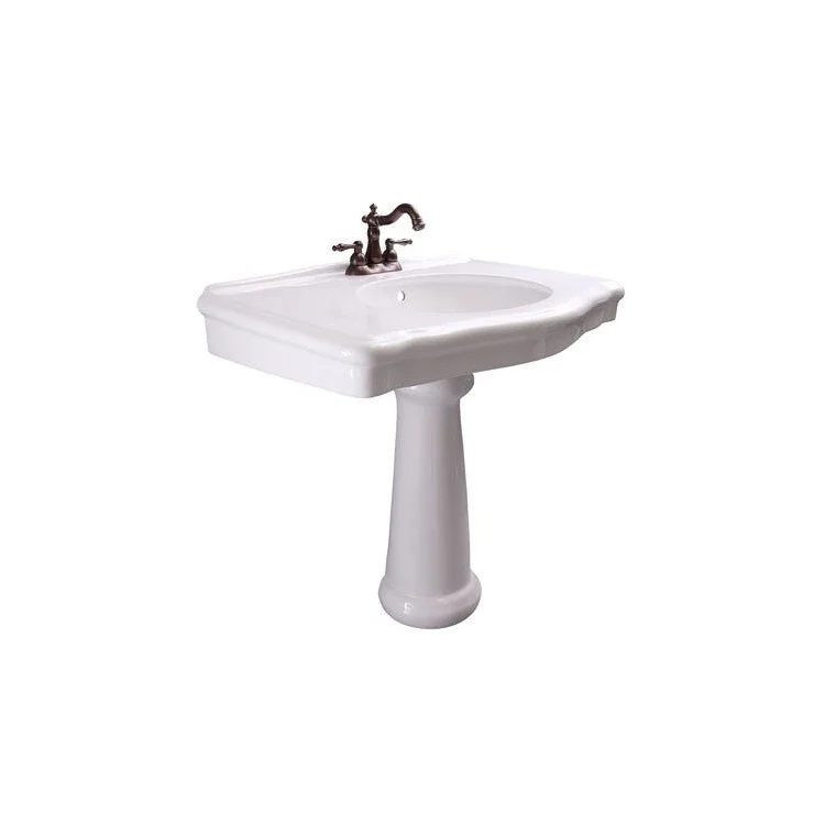 Pedestal Top Anders with Overflow 34-3/8 Inch White 4 Inch Spread Vitreous China Rectangle