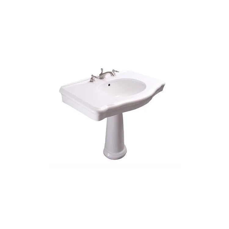 Pedestal Top Anders with Overflow 34-3/8 Inch White 8 Inch Spread Vitreous China Rectangle