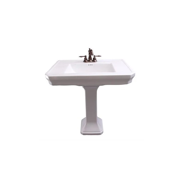 Pedestal Top Corbin with Overflow 32 Inch White 4 Inch Spread Vitreous China Rectangle