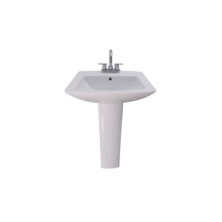 Pedestal Top Burke with Overflow 24-3/8 Inch White 4 Inch Spread Vitreous China Rectangle