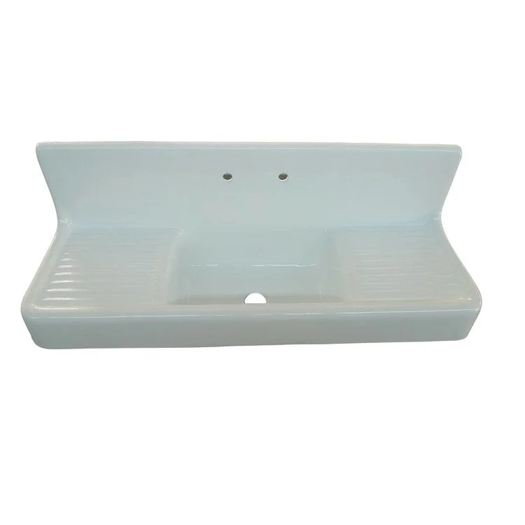 Kitchen Sink 60-1/4L x 20-3/8W Inch Single Bowl Alma with Drainboard White Wall Mounted Rectangle