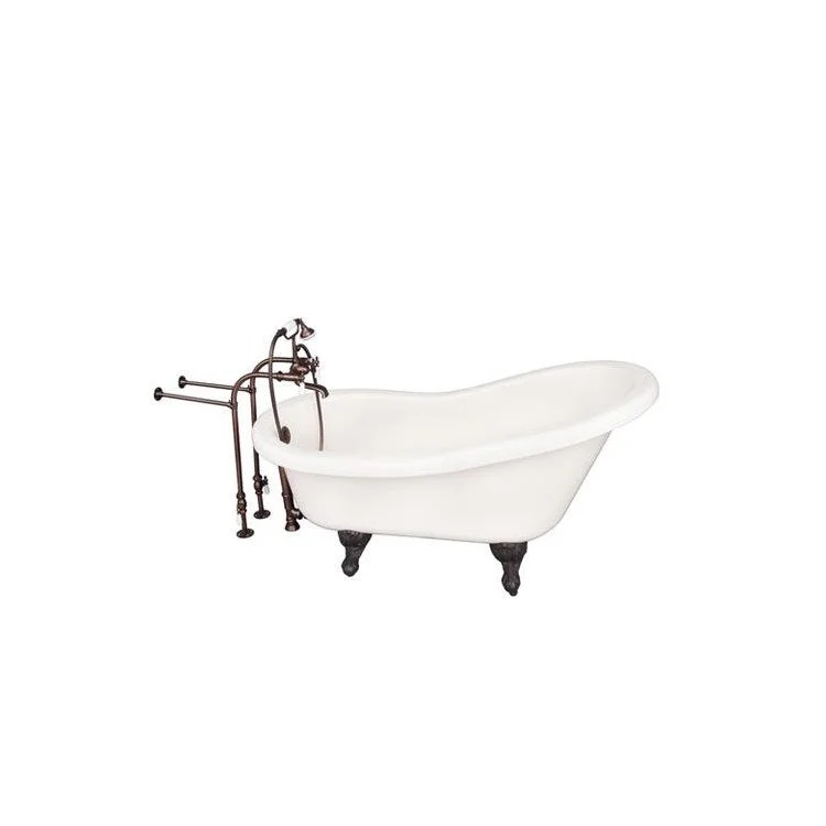 Tub Kit Estelle 60 Inch Acrylic Bisque Kit Includes Oil Rubbed Bronze Tub Filler with Handshower Freestanding 30 Inch Tub Supplies and Tub Drain Ball and Claw Feet Elephant Spout Porcelain Lever Cradle Hose