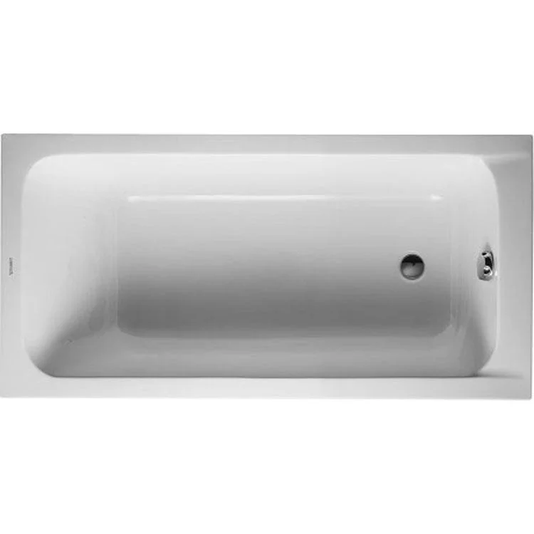 Soaking Tub D-Code 59-1/8 x 29-1/2 Inch Drop-In with 1 Backrest Slopes Rear Drain White Acrylic Rectangle 26 Gallon