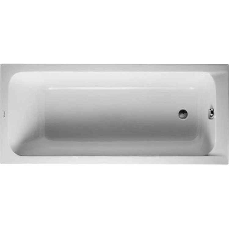 Soaking Tub D-Code 63 x 27-1/2 Inch with 1 Backrest Slope Rear Drain White Acrylic Rectangle